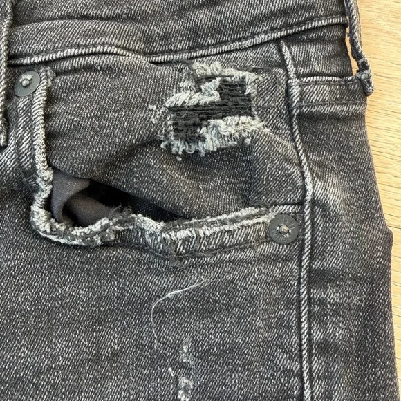 AGOLDE High-Rise Skinny Jeans – Black Raw Hem (Size 27) - Picture 6 of 11